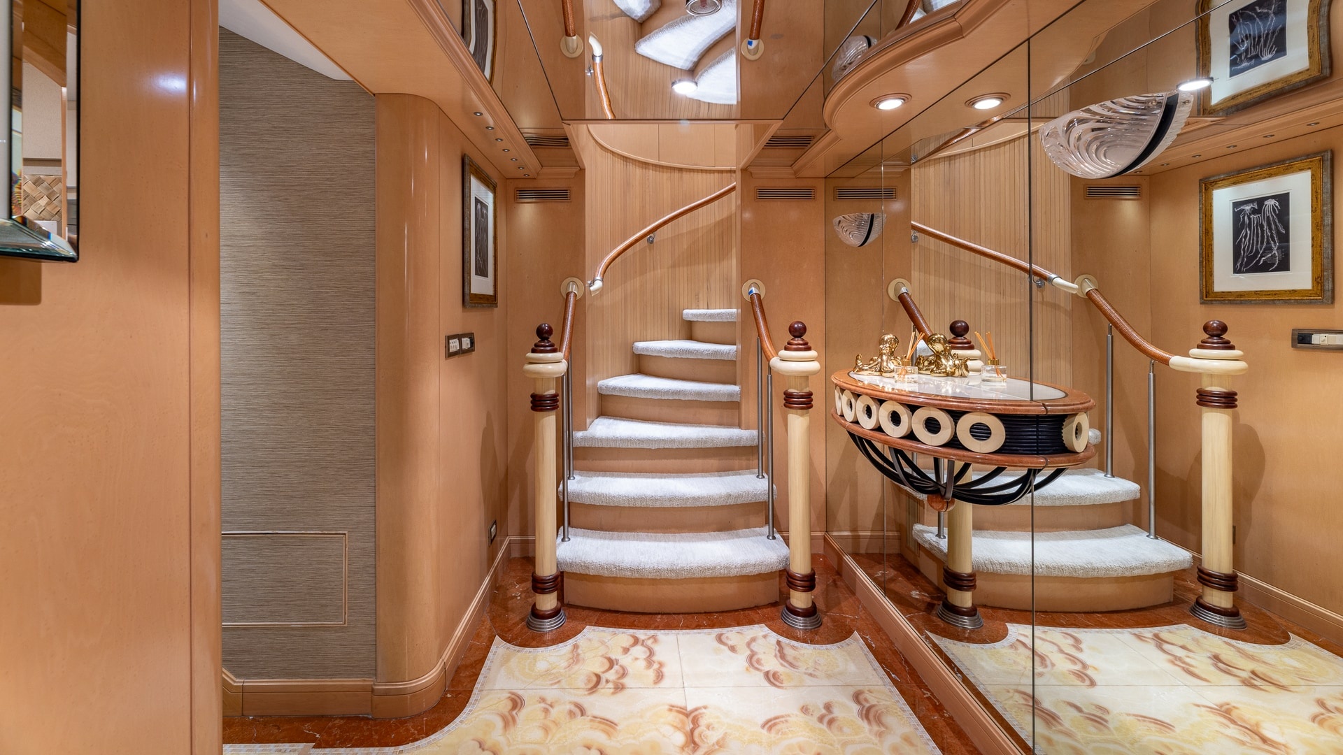 Trinity Yachts-144  1998-BAD COMPANY Fort Lauderdale-Florida-United States-1998 Trinity Yachts Sport Fisherman  BAD COMPANY: Elegant Interior Staircase-6803458 | Thumbnail