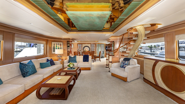 Trinity Yachts-144  1998-BAD COMPANY Fort Lauderdale-Florida-United States-1998 Trinity Yachts Sport Fisherman  BAD COMPANY: Elegant Main Salon with Spiral Staircase-6803447