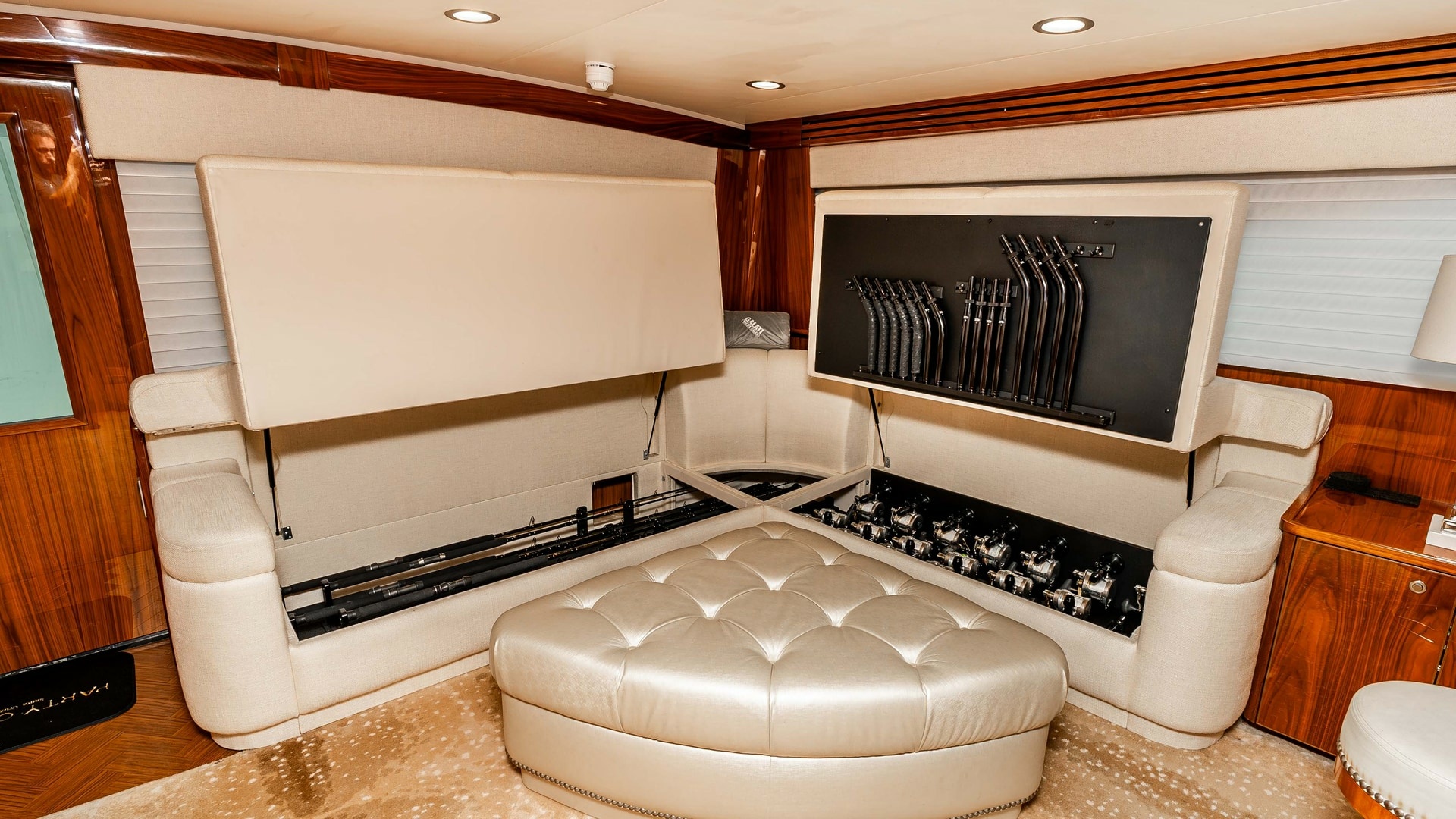 Viking-80 Skybridge 2019-PARTY OF FIVE San Diego-California-United States-2019 Viking 80 Skybridge PARTY OF FIVE  Hidden Fishing Rod Storage Integrated Beneath the Luxurious Salon Sofa-6802000 | Thumbnail