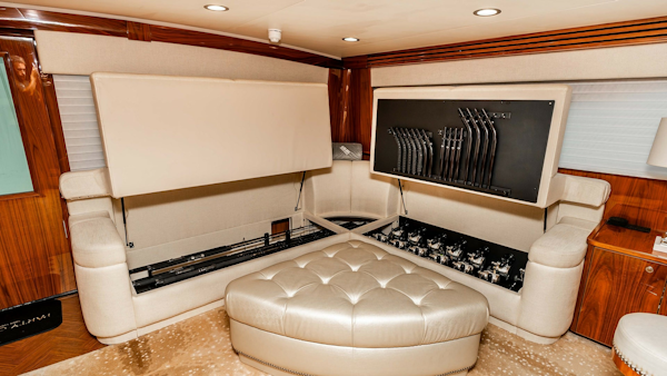 Viking-80 Skybridge 2019-PARTY OF FIVE San Diego-California-United States-2019 Viking 80 Skybridge PARTY OF FIVE  Hidden Fishing Rod Storage Integrated Beneath the Luxurious Salon Sofa-6802000