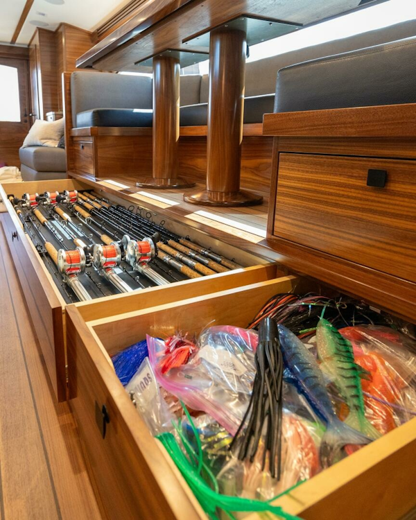 Viking-82 Convertible 2025-Boujie QUEPOS-Costa Rica-2025 82 Viking Convertible Boujie Under Dinette Tackle (3)-6811568