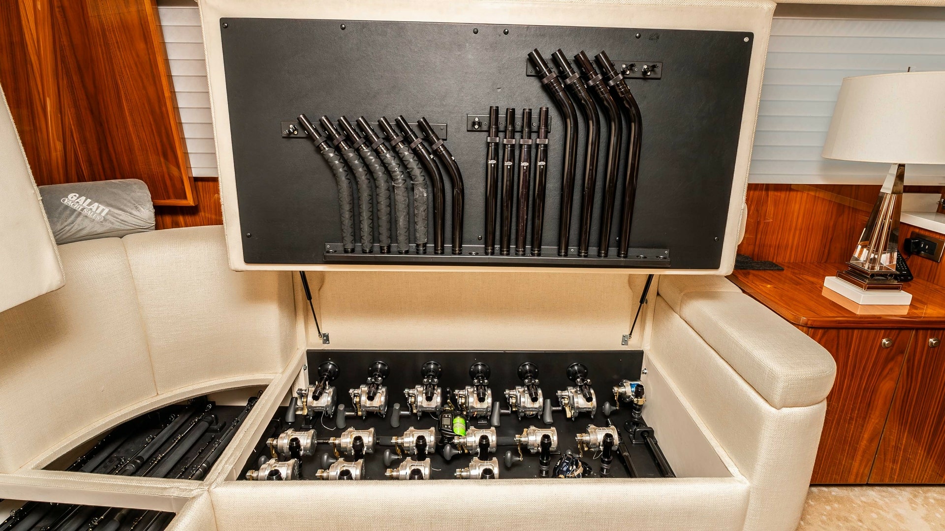 Viking-80 Skybridge 2019-PARTY OF FIVE San Diego-California-United States-2019 Viking 80 Skybridge PARTY OF FIVE  Hidden Fishing Rod Storage Integrated Beneath the Luxurious Salon Seating-6802001 | Thumbnail