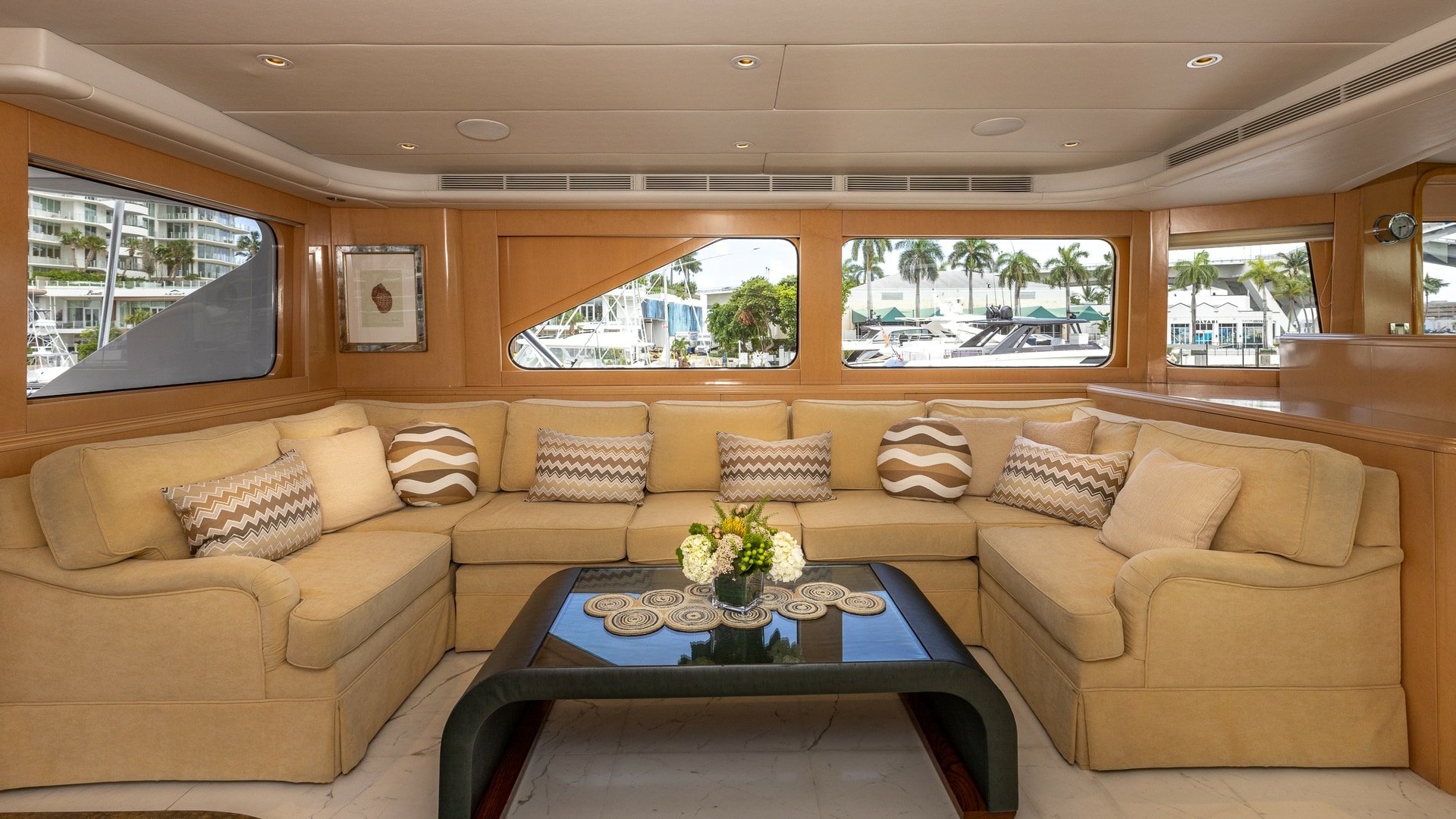 Trinity Yachts-144  1998-BAD COMPANY Fort Lauderdale-Florida-United States-1998 Trinity Yachts Sport Fisherman  BAD COMPANY: Main Salon with Panoramic Views-6803484 | Thumbnail