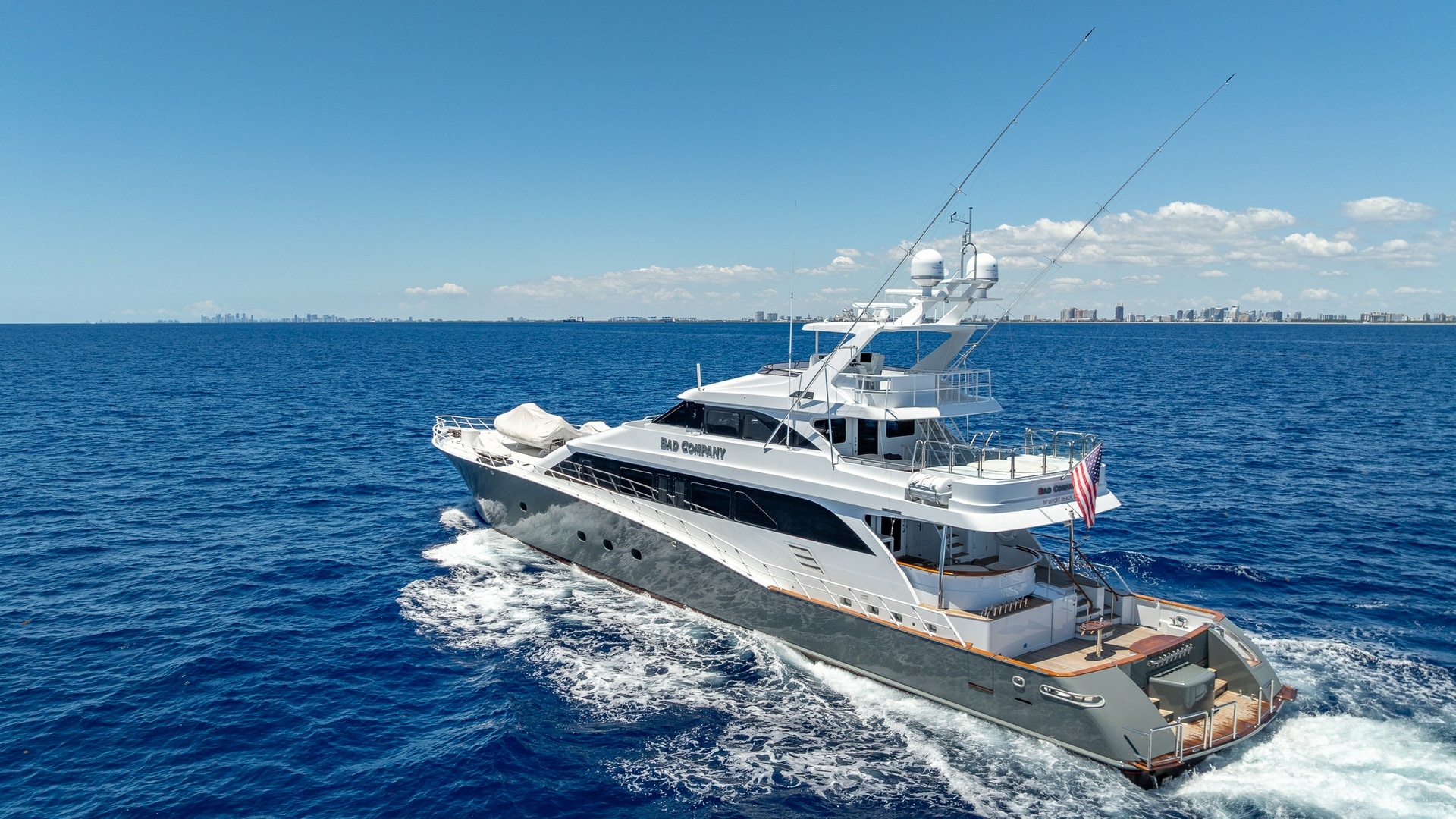 Trinity Yachts-144  1998-BAD COMPANY Fort Lauderdale-Florida-United States-1998 Trinity Yachts Sport Fisherman  BAD COMPANY: Aerial View of Sport Fisherman Yacht-6803438 | Thumbnail
