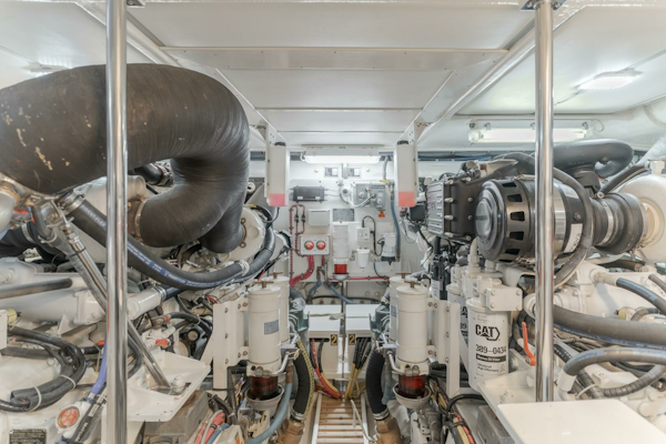 Grand Banks-59 Aleutian RP 2008-TINTAGEL Long Beach-California-United States-Engine Room with Dual Engines-6921138